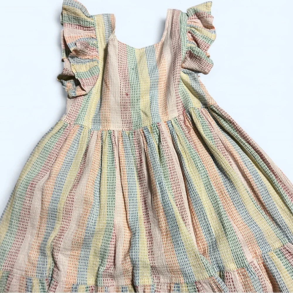 Pink Chicken Pastel Striped Kids Dress